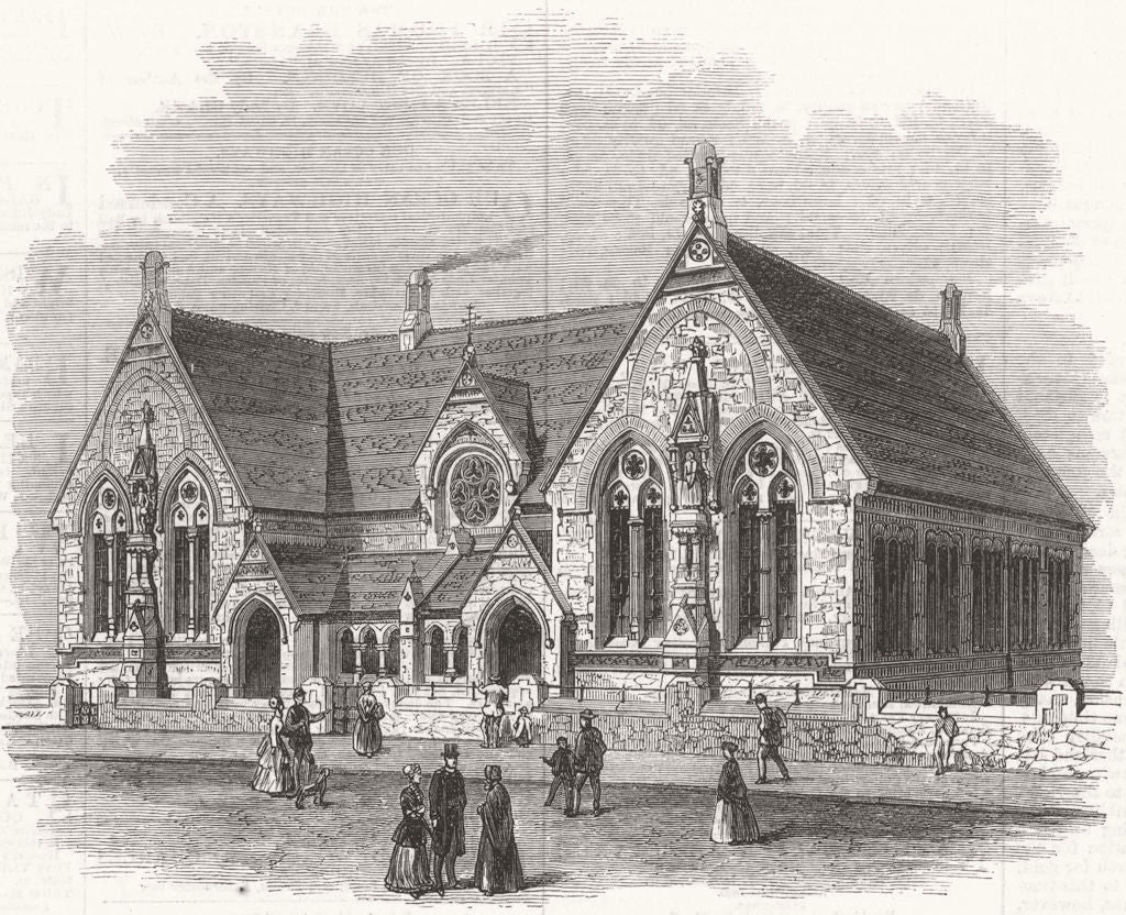 LEICS. St Mary's Schools, Leicester 1869 old antique vintage print picture